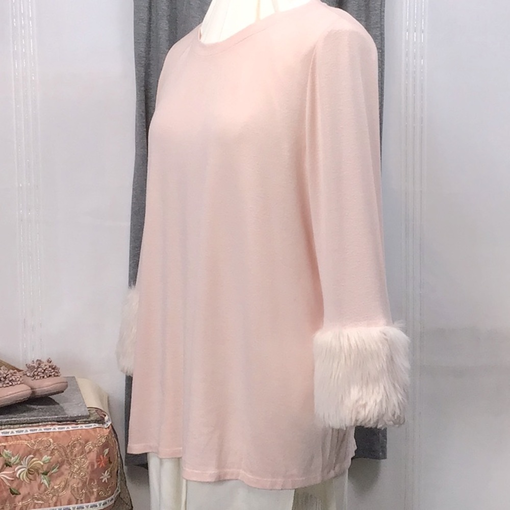 Lane Bryant Faux Fur Cuffs Tunic Sweater - Picture 9 of 9